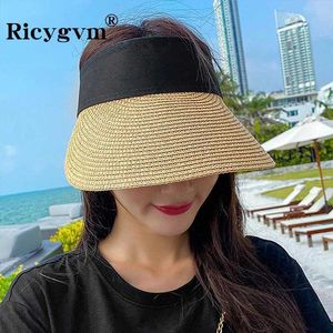 Wide Brim Hats Bucket Fashionable Womens Plaw Hat Patchwork Boucle Hairwork Summer Summer Sun Protection Soleil Grand Top vide Q240427