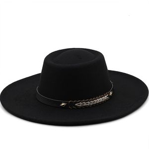 Chapeaux à large bord seau Fedora pour femmes 95cm robe hommes casquette chapeau feutré Panama église mariage classique bande Sombreros De Mujer 230822