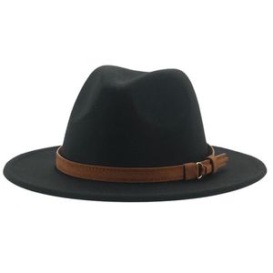Chapeaux à large bord seau Fedora pour femmes hommes bande solide ceinture classique robe formelle kaki noir hiver Sombreros De Mujer 230801