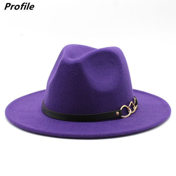 Hates de borde ancho Bucket Fedora Hat lavanda Purple Jazz Hip Hop Donut Cinturón Donut Accesorios Invierno unisex Fedora Monocromo 230504