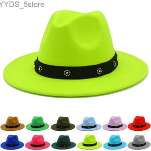 Wide Brim Hats Bucket Fedora Chapeur large fleur avec ventilateur adulte Jazz derby trilby Nouveau femmes YQ240407