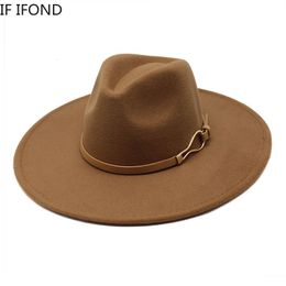 Large bord chapeaux seau Fedora chapeau femmes grand 95 cm Vintage kaki feutré Jazz hiver robe formelle casquette sombreros de mujer 230822
