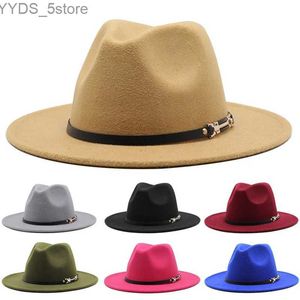 Chapeaux à bord large seau Fedora chapeau femme ceinture trilby laine chaude colorée top jazz derby yq240407