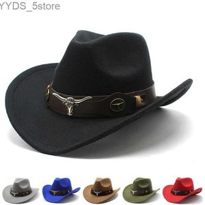 Hates de borde anchos Bucket Fedora Hat Womens Wool Jazz Cowboy Diadema Derby Trilby Blower Curled Reino Unido Fedoras YQ240407