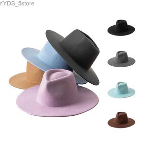 Wide Brim Hats Bucket Fedora panama chapeau large trilby en feutre pour hommes multicolores extérieurs yq240407
