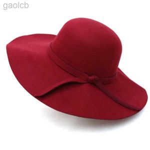 Brede rand hoeden emmer vilt Bowler Hawkins Hat Womens Trilby Feminino Jazz kerk Godfather Sombrero wol Fedora emmers 24323