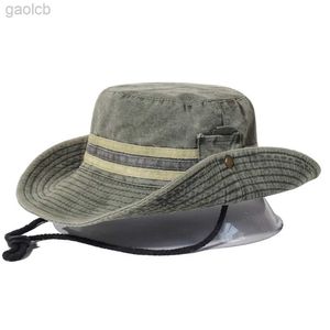 Large bord chapeaux seau pêche randonnée chapeau de soleil femmes Boonie large seau marron chasse en plein air été coton seaux 24323