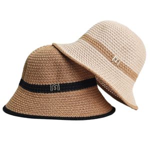 Chapeaux à large bord seau pliable disquette filles chapeau de paille soleil plage femmes été UV protéger casquette de voyage dame femme 231113