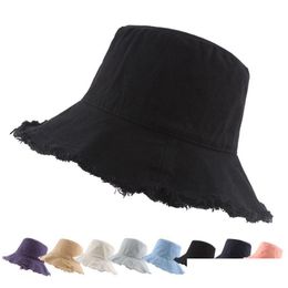 Brede Rand Hoeden Emmer Opvouwbare Kwastje Gewassen Denim Vrouwen Katoen Effen Fishermans Hoed Outdoor Strand Panama Cap Drop Levering Fashio Dhfsp