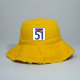 Large Brim Chapeaux Seau France Pastis Raw Edge Chapeau Dames Bob Plage Pêche Sport En Plein Air Pull Up Pêcheur Panama En Gros 230823