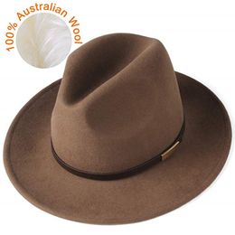 Brede Rand Hoeden Emmer FURTALK Fedora Hoed voor Vrouwen Mannen 100 Australische Wolvilt Vintage Jazz Paar Cap Winter chapeau femme 230608