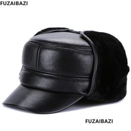 Chapeaux à bord large seau Fuzaibazi Fashion Hatte de cuir authentique d'âge moyen Colorations hiver