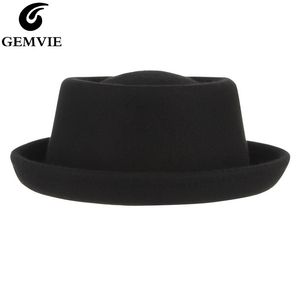 Large bord chapeaux seau gemvie classique 100% laine doux feutre porc tarte chapeau fedora pour hommes femmes automne hiver robe incurvée 230822