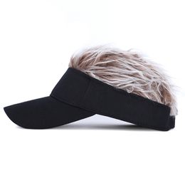 Chapeaux à large bord Bucket Golf Casquette de baseball avec fausse casquette de cheveux Flair Sun Visor Fun Toupee Men s Spiked Hairs Wig hat 230621