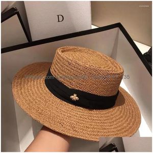 Beauts à bord large seau Handmade St Beach Hat For Women Summer Holiday Panama Cap Fashion Concave Flat Sun Protection Drop Livrot Acce Otgvm