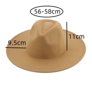 Brede rand hoeden emmer hoed fedoras 95 cm grote vrouwen winter mannen cowboy vilten voor straatband Fedora Sombreros de mujer 230821