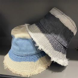 Chapeaux à large bord seau chapeau femmes automne et casquettes Patchwork Denim lavé Hip Hop solide coton plage pêche casquette Panama 230801