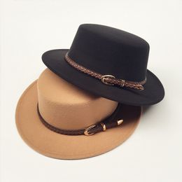 Sombreros de ala ancha, sombrero de cubo, moda para mujer, moda Otoño Invierno, sombrero de lana con parte superior plana coreana, negro, versátil, para hombres y mujeres, informal 230801