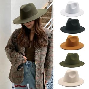 Large bord chapeaux seau chapeau femmes hiver luxe homme pour la mode mariage formel décorer Camel Panama Cap Jazz plat haut 231027