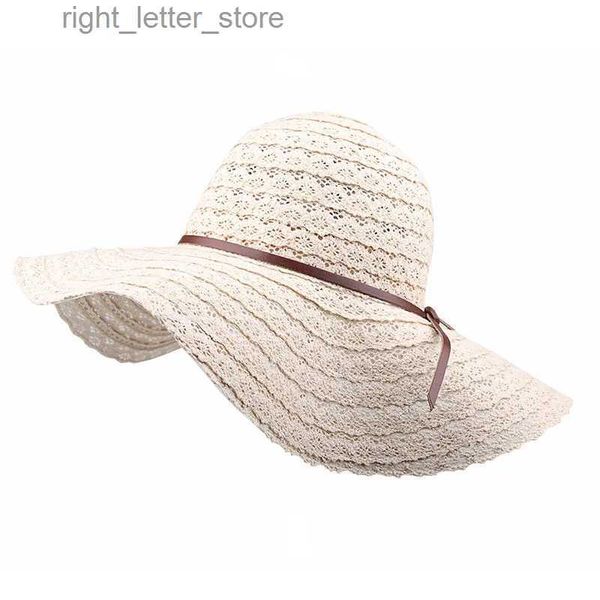 Wide Brim Hats Bucket Hats 2020 été femmes chapeaux de soleil mode dame Large grand bord pliable chapeau de paille dames dentelle creuse paille casquette de plage YQ231215