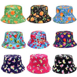 Sombreros de borde anchos Sombreros de cubo 2022 Sombrero de mujer Spring and Summer Versión coreana Cute Caps Sun Capital All-Match Trend Strawberry Butterfly Bucket Hats HKD230810