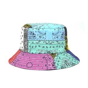 Chapeaux à bord large chapeaux Bucket 2024 Fashion d'été Paisley Pêcheur imprimé chapeau réversible Harajuku Chatte de combat Womens Street Hip Hop C Chapeau de pêche J240506