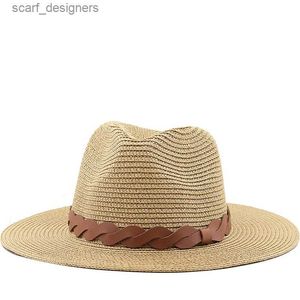 Chapeaux à bord large chapeau seau 60 cm de grande taille paille de mode parent-enfant pour femmes hommes papier d'été Panama jazz beach chapeaux voyage uv protection Sun cap y240409