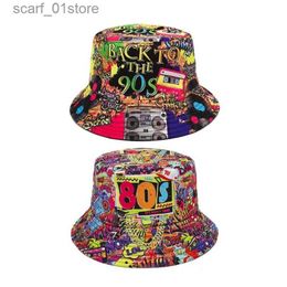 Chapeaux à larges bords Chapeaux de seau Chapeau de pêche vintage des années 80 et 90 pour femmes et hommes Respirant imprimé coloré C Chapeau de protection solaire Double face Hiphop Bucket HatL231216