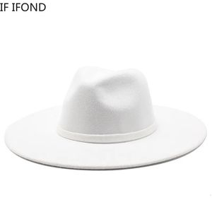 Hoeden met brede rand Emmerhoeden 9,5 cm Dames Heren Grote brede rand Imitatiewol Fedora Hoed Britse stijl Winter Heren Elegante dame Jazz Kerkhoeden 231010