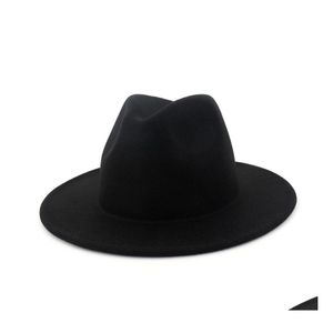 Brede rand hoeden emmer hoeden herfst winter wol jazz cap gentleman hoed wide rand mannen vrouwen trilby panama fedora fascinator hoeden soli dhlhy