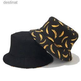 Chapeaux à large bord chapeaux de seau Ba Na chapeau de toilette hommes chapeau d'été imprimé banane Bob Hip Hop Gorilla pêche C24326
