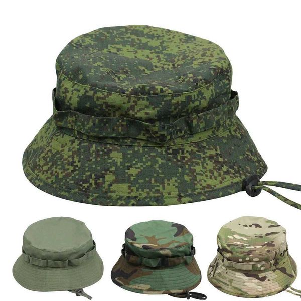 Sombreros de ala ancha Sombreros de cubo Gorras de bola Multi cam pistola de aire táctica francotirador cubo Boonie sombrero accesorio militar para hombre sombrero de verano C24326