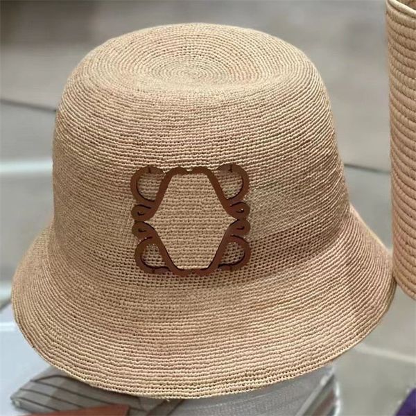 Sombreros de ala ancha Sombreros de cubo Gorras de bola Sombreros de cubo de paja Gorros de rafia de diseñador para mujeres Sombrero de playa para hombre Gorra plana de paja tejida con anagrama Sombrero de paja tejido boina baja