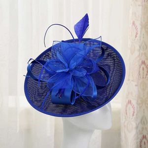 Chapeaux à bord large chapeaux Baux Big Derby Fascinators For Women Elegant Wedding Headpiece Tea Party Fascinator Sinamay Hat Base MILLINERY CHURNY CHURNS HATS LADES Y240426