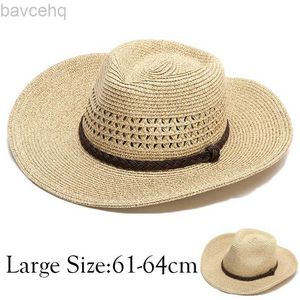 Chapeaux à bord large chapeau seau Big Head xxxxl 62cm Chapeau de paille Men Hollow Out Summer Sunor Soleil Femmes Femmes Panama Planche Bouche du vent Bonne chapeaux 240407