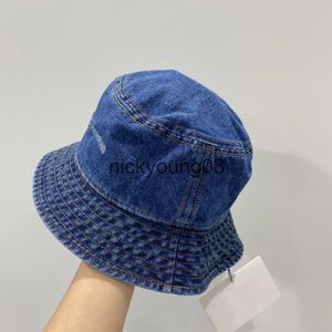 Hoeden met brede rand Bucket Hats Boonie Visor Hunting Fishing Outdoor Summer Cap Unisex % Cotton Blue Denim Bucket Hat with Stones Pattern Brede rand hoeden x0712