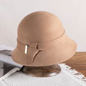 Brede rand hoeden emmer hoeden bowler hoed wol dames emmer fedora herfst winter warm casual vakantie feest buitenaccessoire 230529