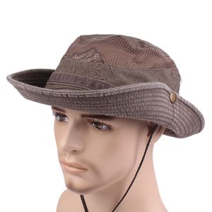 Chapeaux à large bord Chapeaux seau Respirant Mesh Bucket Hat Outdoor Summer Cap Randonnée Sun Hat Unisex Boonie Cap Wide Brim Cotton Fishing Hats 230413