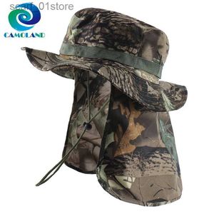 Hates de ala ancha Bucket Hats Camoland Military Boonie Sombreros con cuello Fl Mujeres Camuflaje de camuflaje Bucket Fishing Fishing al aire libre upf 50+ Hatsl23121216