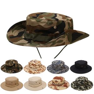 Hoeden met brede rand Emmerhoeden Camouflage Bonnie-hoeden Mannen Tactisch leger Emmerhoeden Militair Panama Zomer Emmerpetten Jagen Wandelen Outdoor Camo Sun Protect 230601