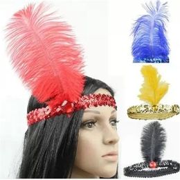 Chapeaux à larges bords Chapeaux de seau Carnaval Indien Chapeau de chef d'autruche Accessoires pour cheveux Coiffure de fête d'anniversaire Paillettes Diamant Plume Heawear pour homme et femme 231013