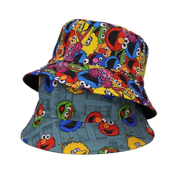 Chapeaux à bord large chapeau de seau Carton animé Hip-hop Bucket Hat Summer Mens pêcheur Hat de rue Chatte de la rue