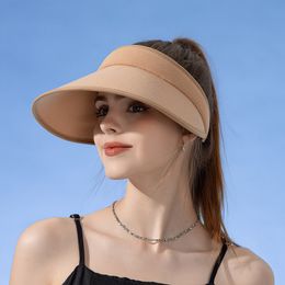 Chapeaux à large bord Chapeaux seau Casual Visor Sunhats Femmes Été Vide Top Hat Outdoor Beach Panama Caps Large Brim Protection UV Chapeaux Trendy Fisherman Cap 230712