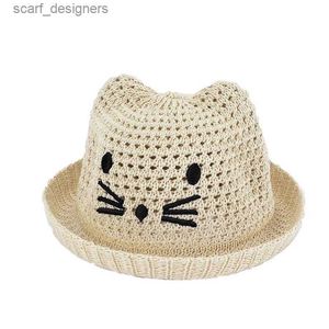 Chapeaux à bord large chapeau seau enfant Enfant d'été à la paille de paille en tricot pêcheur de soleil