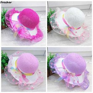 Chaps à bord large chapeau seau de sections enfants Chaussure de plage de plage ruban de dentelle Cheau Big Brim Sun Hat Mariage Party Childrens Headswear CS Elegant Girl Sunshine Panama Str J240425