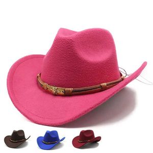 Brede rand hoeden emmer hoeden cowboy fedoras hoed voor man hoeden voor dames riem outdoor reiskerk Panama lederen lint elegante dame hoed herfst brede pig y240425