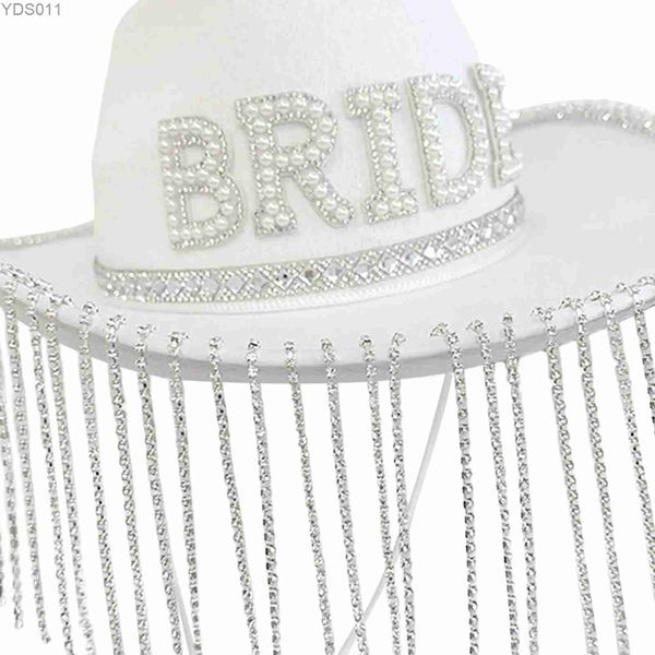 Sombreros de ala ancha Sombreros de cubo Sombrero de novia de vaquera Novedad para adultos Gorro de ala ancha para mujer Sombrero de novia blanco para vacaciones Despedida de soltera Boda en la playa YQ231120