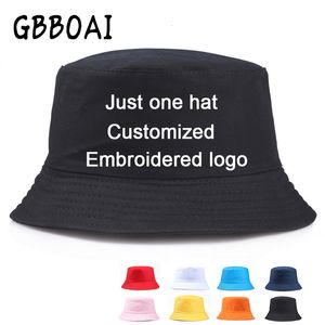 Brede rand hoeden Bucket Hats Custom Embroidery Bucket Hat Unisex Bob Caps Hip Hop Gorros Mannen Vrouwen Summer Panama Cap Beach Sun Fishing Boonie Hat 230725