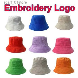 Sombreros de ala ancha Sombreros de cubo Toalla bordada personalizada Sombrero de cubo de tela de felpa Hombres Mujeres Visera superior plana Sombrero de cubo de sol suave para DIYL231216