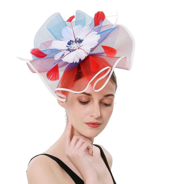 Chapeaux à bord large chapeaux de godet deluxe fleur de fleur de mode de model de mode cerceaux fascinateurs de fascinateurs